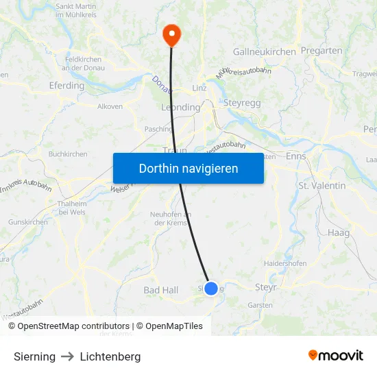 Sierning to Lichtenberg map