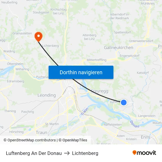 Luftenberg An Der Donau to Lichtenberg map