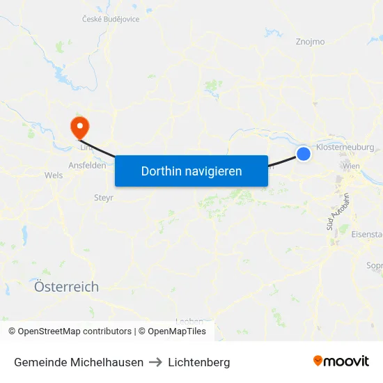Gemeinde Michelhausen to Lichtenberg map