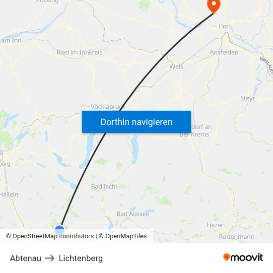 Abtenau to Lichtenberg map