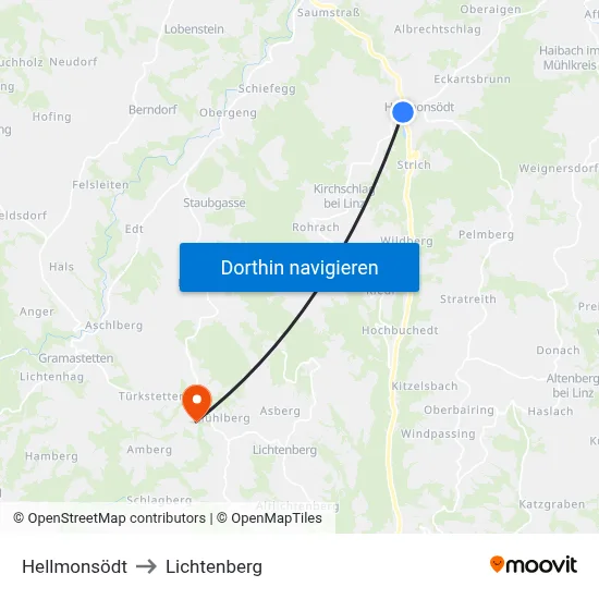 Hellmonsödt to Lichtenberg map