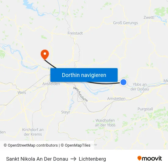 Sankt Nikola An Der Donau to Lichtenberg map