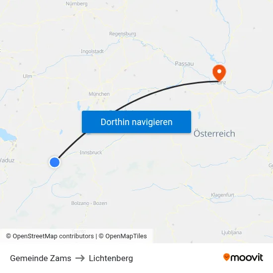 Gemeinde Zams to Lichtenberg map