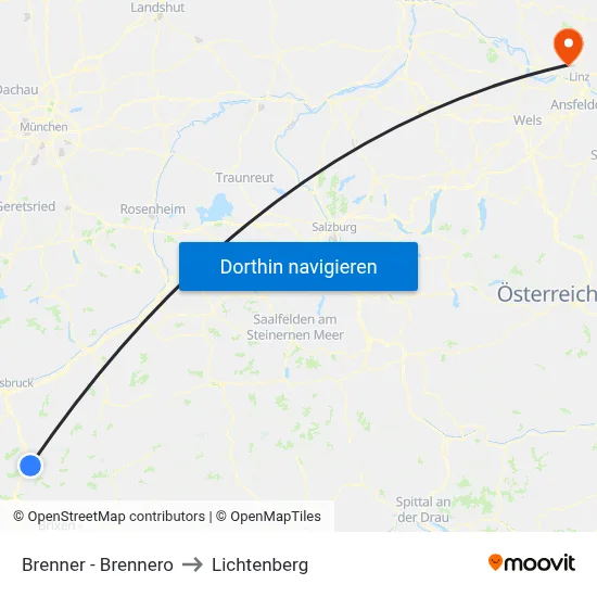 Brenner - Brennero to Lichtenberg map