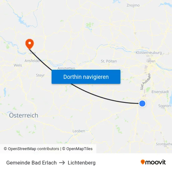 Gemeinde Bad Erlach to Lichtenberg map