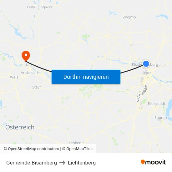 Gemeinde Bisamberg to Lichtenberg map