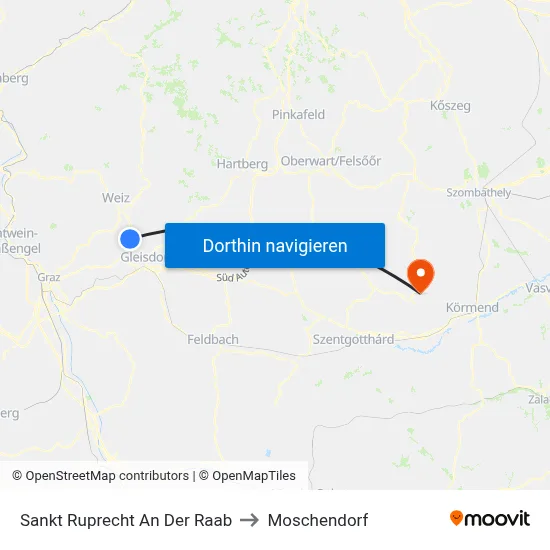 Sankt Ruprecht An Der Raab to Moschendorf map