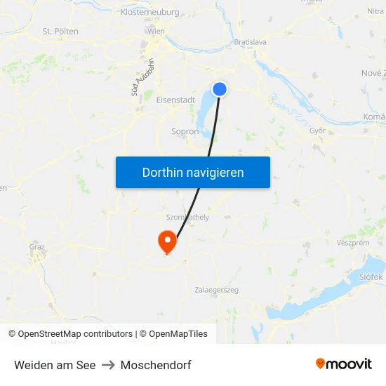 Weiden am See to Moschendorf map