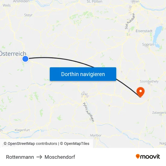 Rottenmann to Moschendorf map