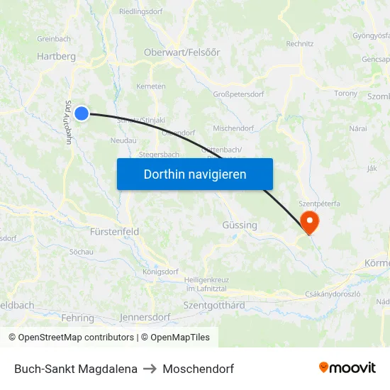 Buch-Sankt Magdalena to Moschendorf map