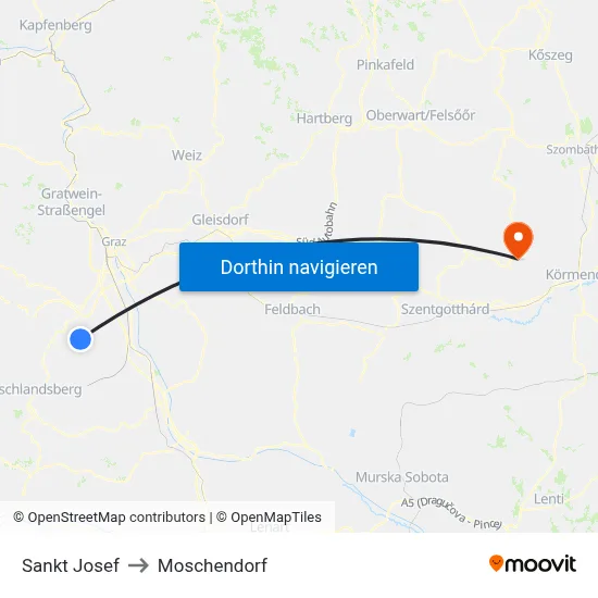 Sankt Josef to Moschendorf map