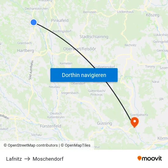 Lafnitz to Moschendorf map