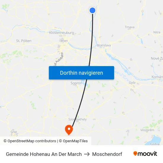 Gemeinde Hohenau An Der March to Moschendorf map