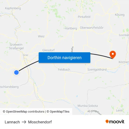 Lannach to Moschendorf map