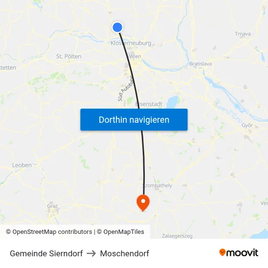 Gemeinde Sierndorf to Moschendorf map