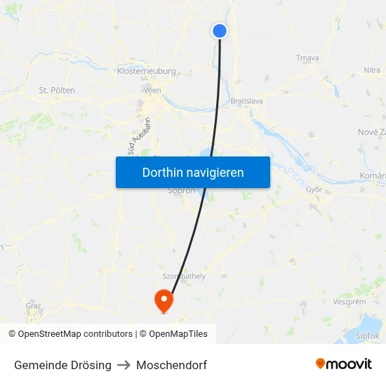 Gemeinde Drösing to Moschendorf map