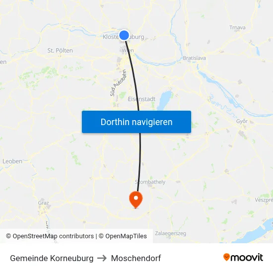 Gemeinde Korneuburg to Moschendorf map