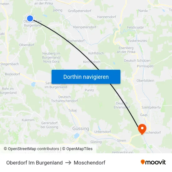 Oberdorf Im Burgenland to Moschendorf map