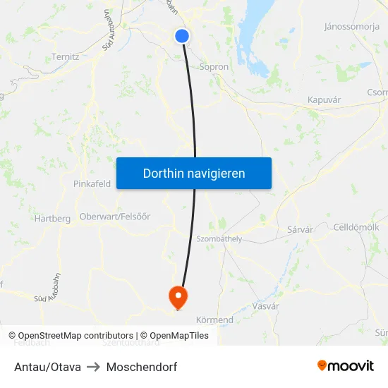 Antau/Otava to Moschendorf map