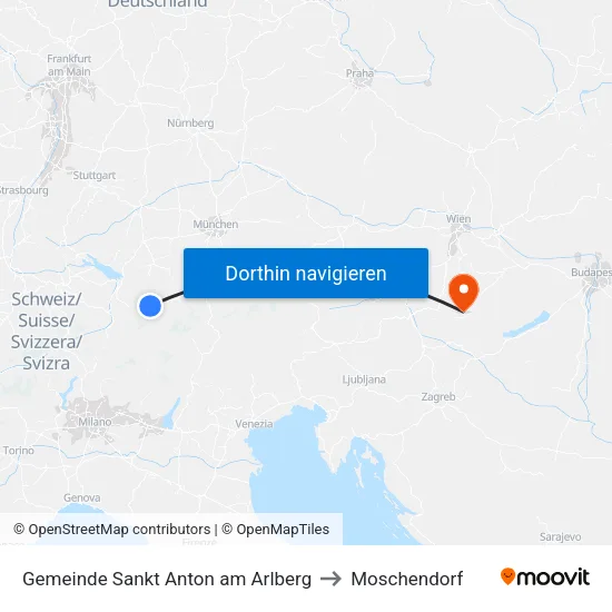 Gemeinde Sankt Anton am Arlberg to Moschendorf map