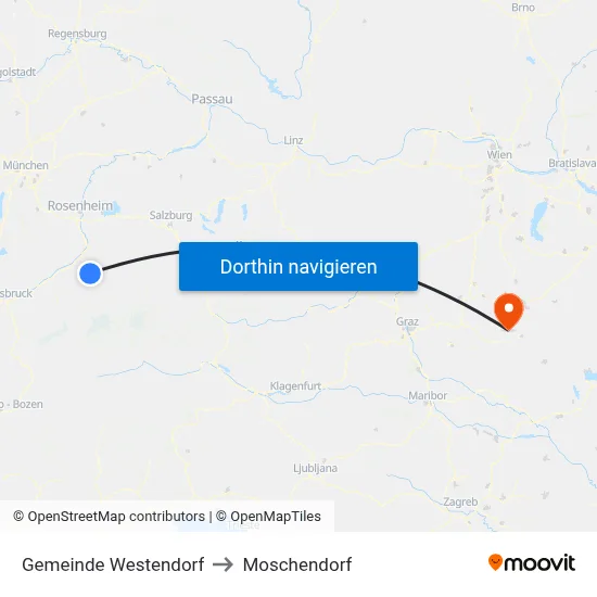 Gemeinde Westendorf to Moschendorf map
