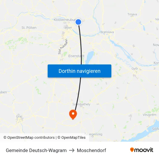 Gemeinde Deutsch-Wagram to Moschendorf map