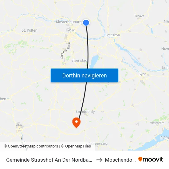 Gemeinde Strasshof An Der Nordbahn to Moschendorf map
