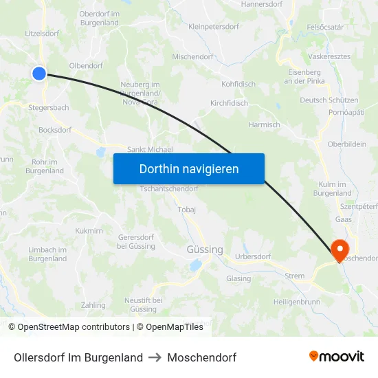 Ollersdorf Im Burgenland to Moschendorf map