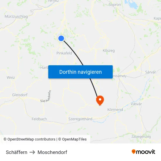 Schäffern to Moschendorf map