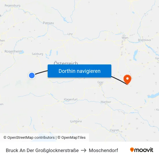 Bruck An Der Großglocknerstraße to Moschendorf map