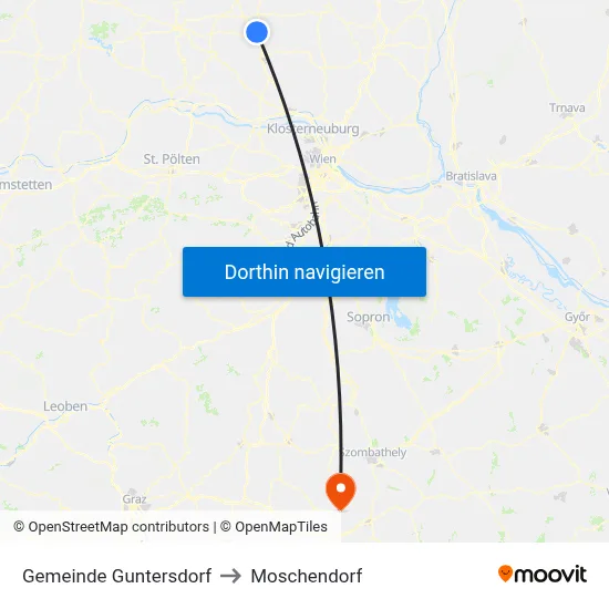 Gemeinde Guntersdorf to Moschendorf map