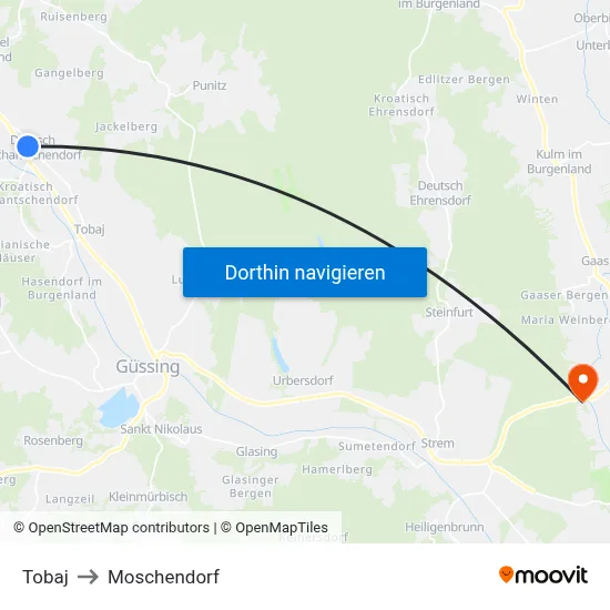 Tobaj to Moschendorf map