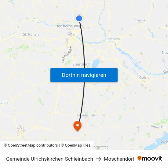 Gemeinde Ulrichskirchen-Schleinbach to Moschendorf map