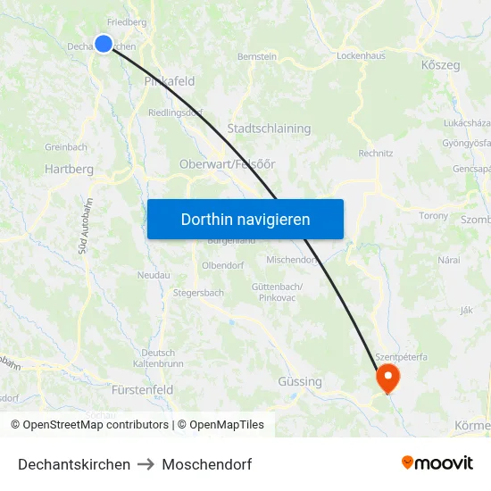 Dechantskirchen to Moschendorf map