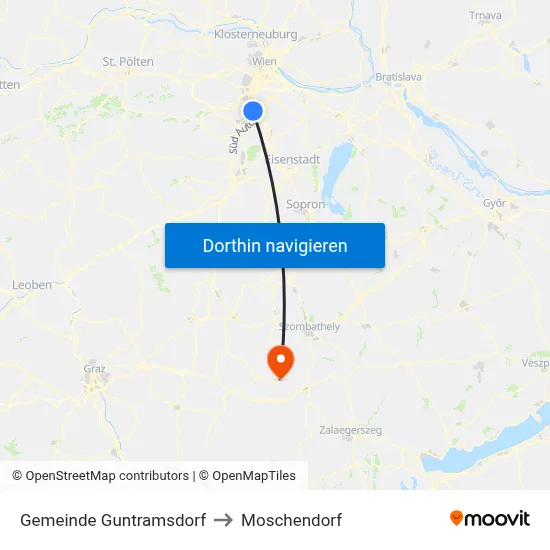 Gemeinde Guntramsdorf to Moschendorf map