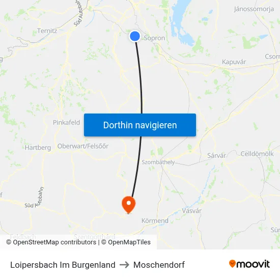 Loipersbach Im Burgenland to Moschendorf map