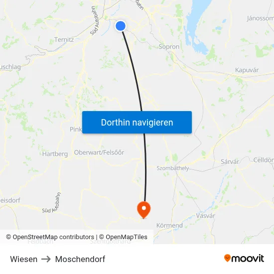 Wiesen to Moschendorf map
