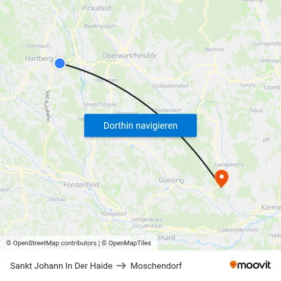 Sankt Johann In Der Haide to Moschendorf map