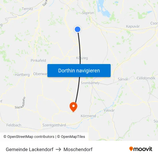 Gemeinde Lackendorf to Moschendorf map