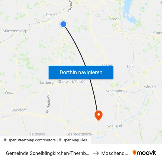 Gemeinde Scheiblingkirchen-Thernberg to Moschendorf map