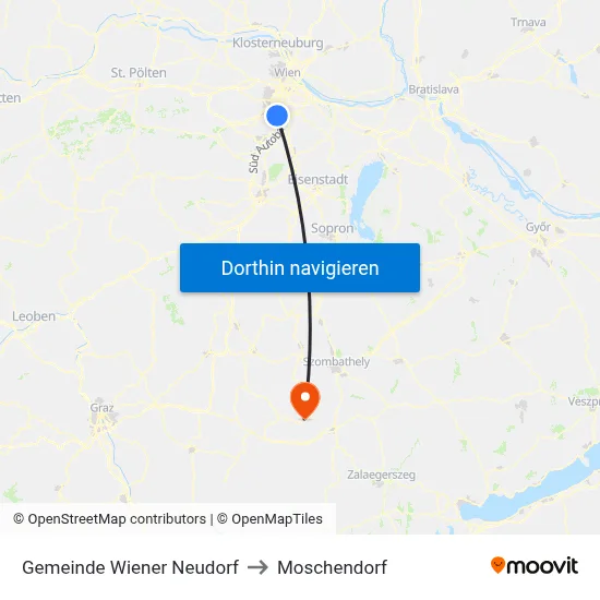 Gemeinde Wiener Neudorf to Moschendorf map