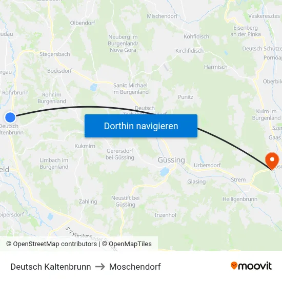 Deutsch Kaltenbrunn to Moschendorf map