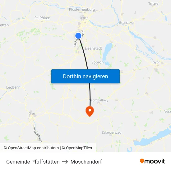 Gemeinde Pfaffstätten to Moschendorf map