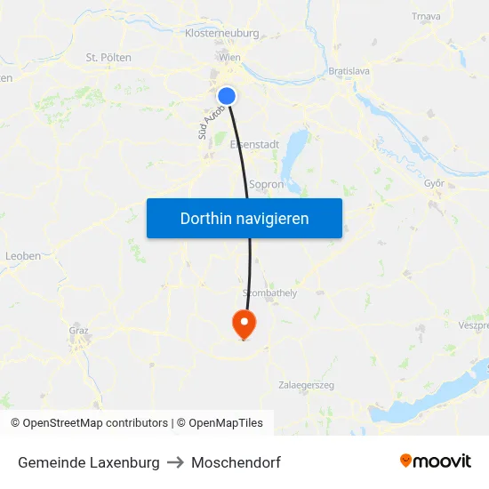 Gemeinde Laxenburg to Moschendorf map