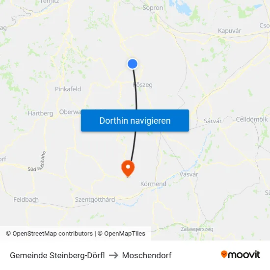 Gemeinde Steinberg-Dörfl to Moschendorf map