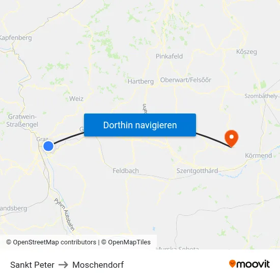 Sankt Peter to Moschendorf map