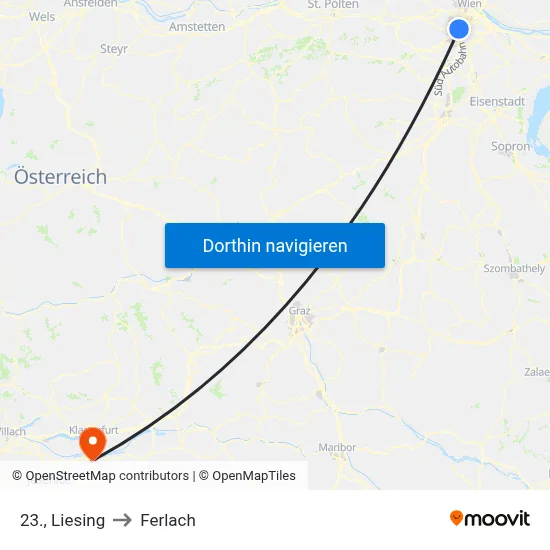 23., Liesing to Ferlach map