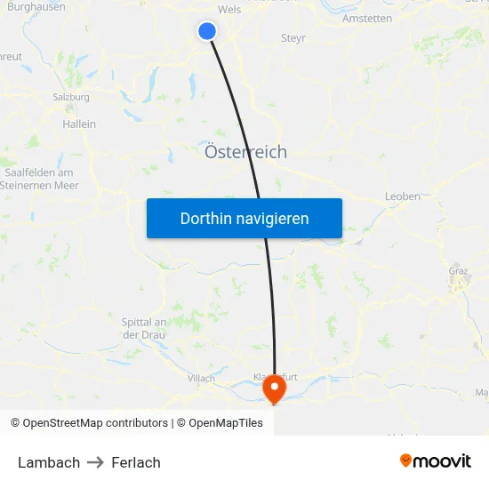 Lambach to Ferlach map
