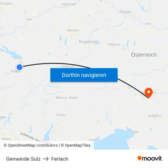 Gemeinde Sulz to Ferlach map