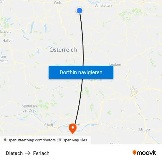 Dietach to Ferlach map